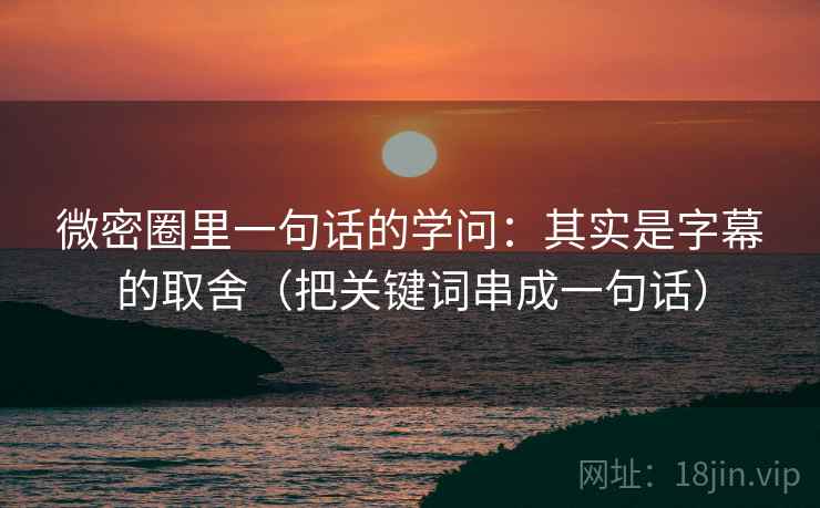 微密圈里一句话的学问：其实是字幕的取舍（把关键词串成一句话）